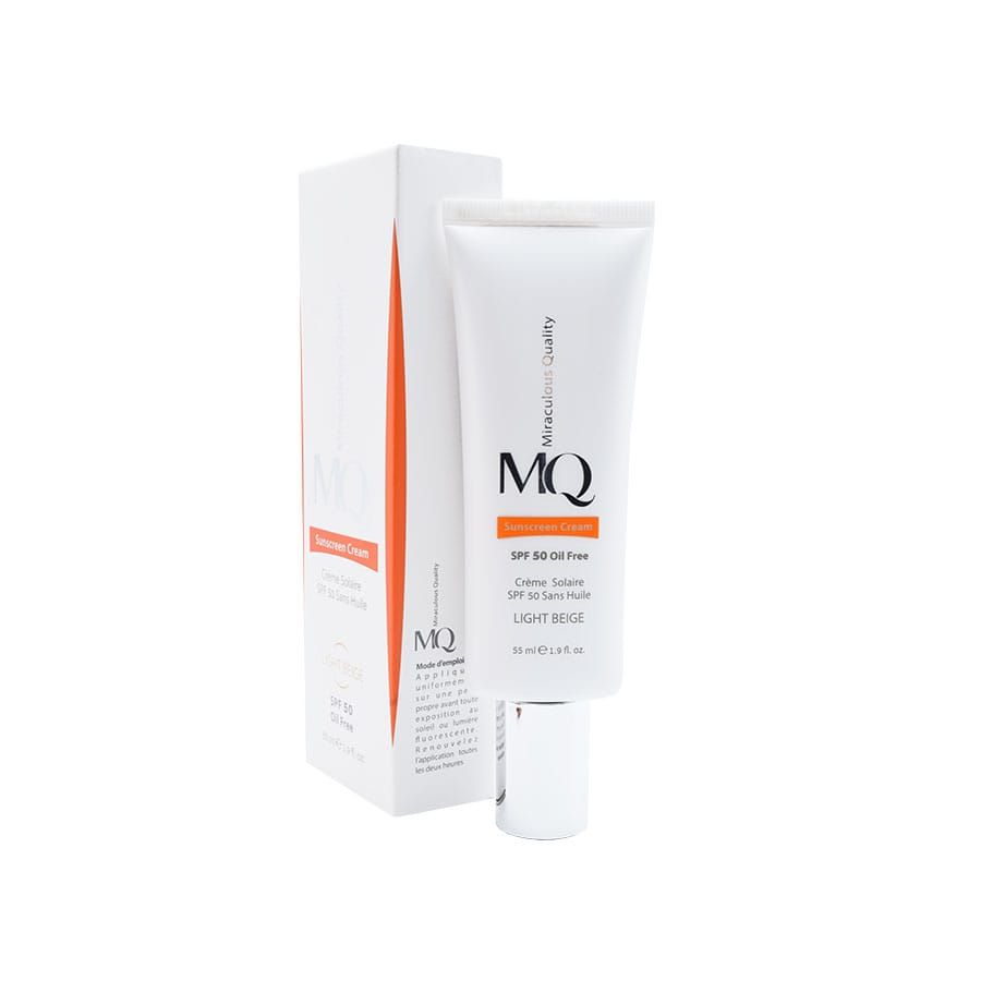 کرم ضد آفتاب فاقد چربی SPF 50 بژ روشن ام کیو