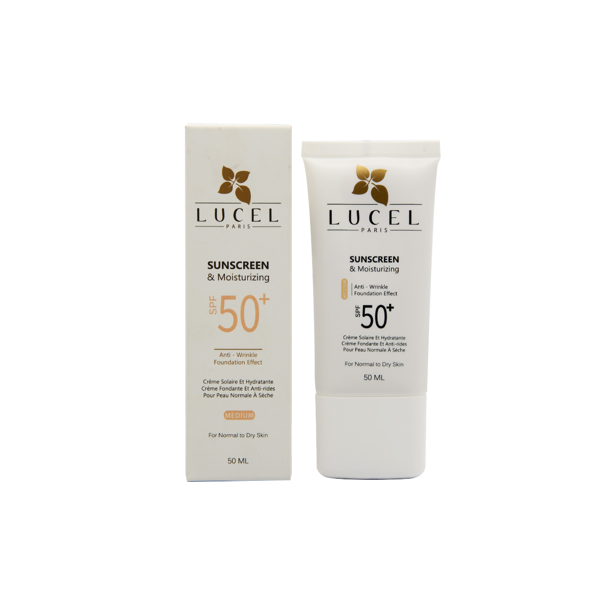ضد آفتاب کرم پودری پوست نرمال تا خشک SPF 50 رنگ متوسط لوسل با پوشش بالا