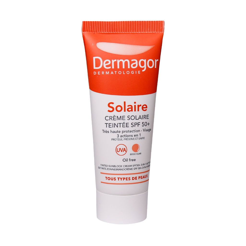 کرم ضد آفتاب SPF 50+ رنگی فاقد چربی 3 در 1 درماگور