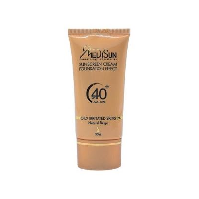ضد آفتاب کرم پودری SPF40 بژ طبیعی مناسب پوست چرب مدیسان