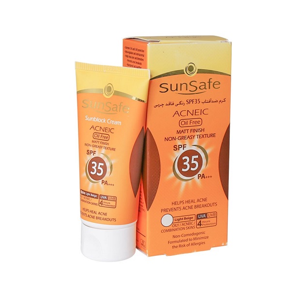کرم ضد آفتاب SPF 35 فاقد چربی رنگ بژ روشن سان سیف