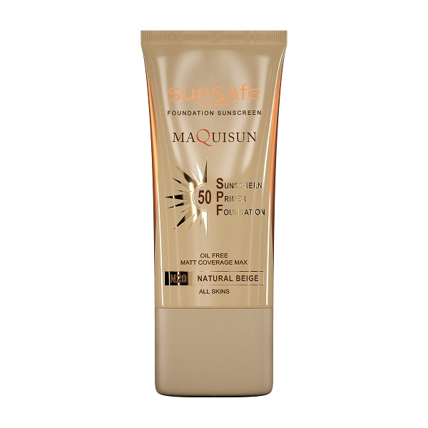 ضدآفتاب کرم پودری و پرایمری مکیسان SPF 50 سان سیف بژ طبیعی