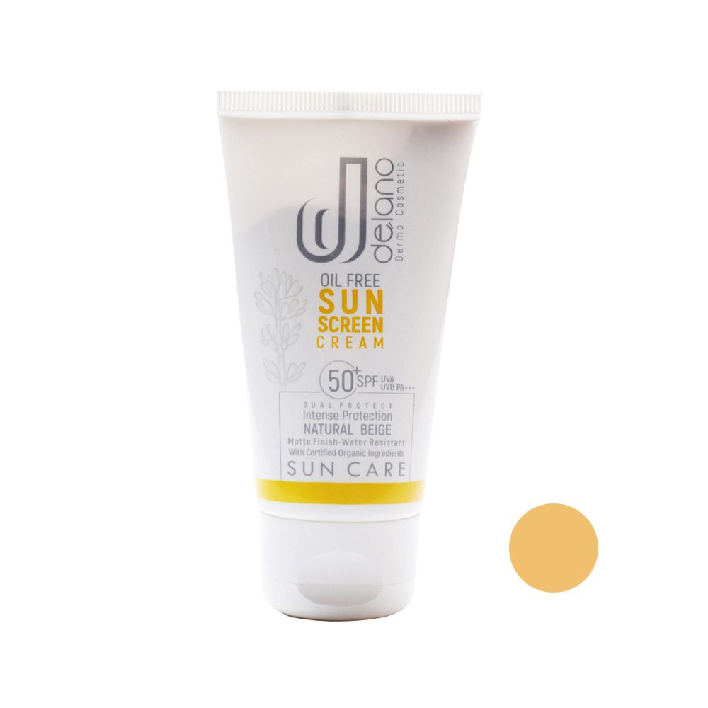 کرم ضد آفتاب فاقد چربی SPF50 بژ طبیعی دلانو