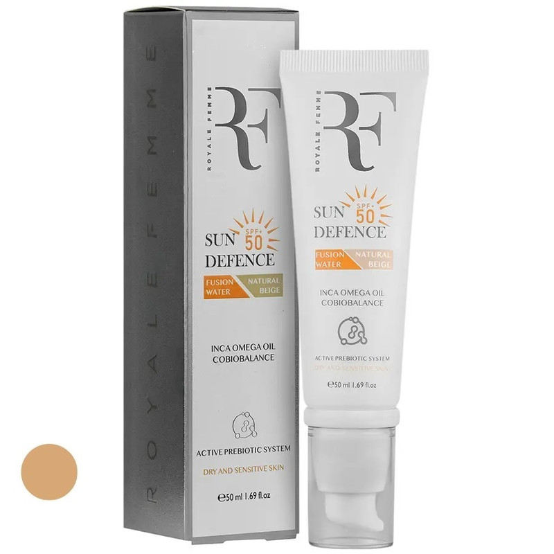 کرم ضد آفتاب رنگی پوست خشک SPF50 آر اف فیوژن واتر 50 میلی لیتر